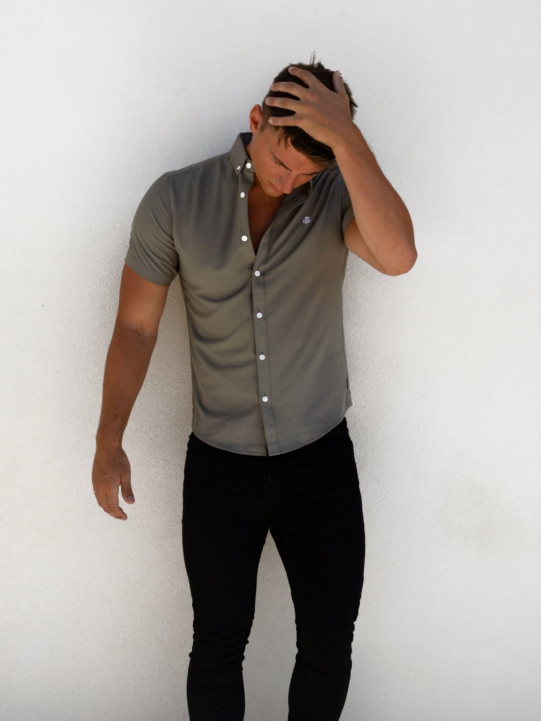 Smooth zipper closure Merrick Short Sleeve Shirt - Khaki Green