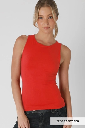 Clean Line Boat Neck Tank- Poppy Red StretchKnit FlexibleCollar