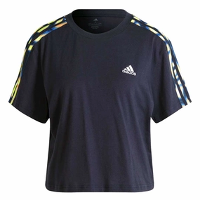 Anti Slip Interior adidas - Women's Vibrant Print 3-Stripes Cotton Crop T-Shirt (IL5868)