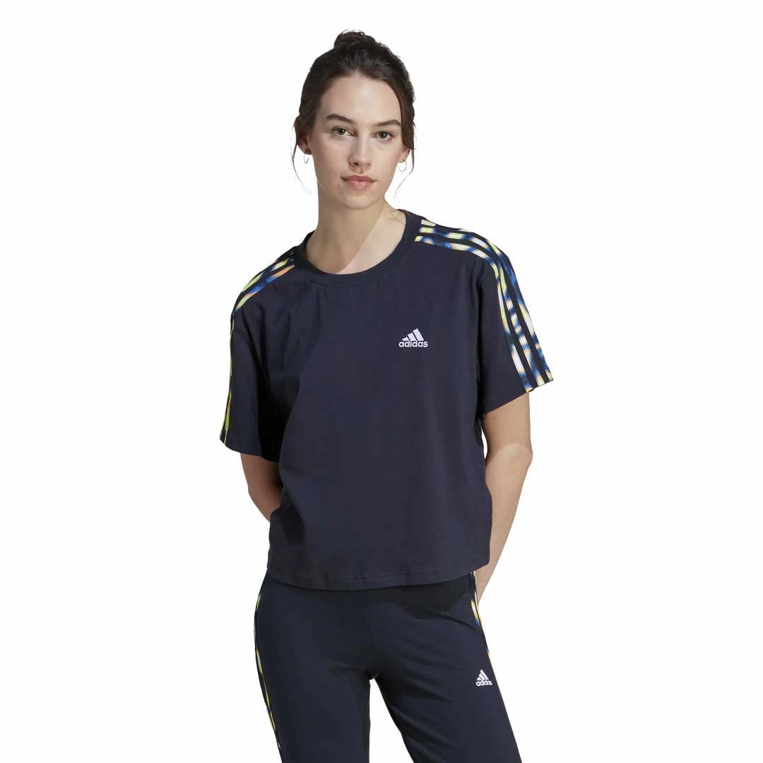 Airflow Optimization adidas - Women's Vibrant Print 3-Stripes Cotton Crop T-Shirt (IL5868)