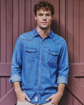 Hidden Placket SACRAMENTO STRETCH CHAMBRAY WESTERN SHIRT