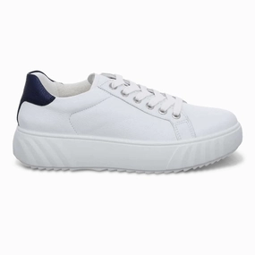 Ara Women's Mikky White/Navy Leather Woven Reinforcement