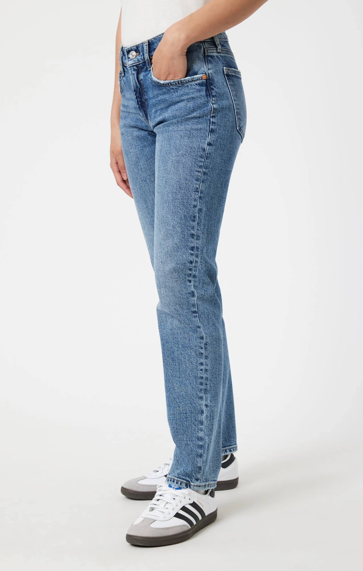 MIRELLA STRAIGHT LEG IN MID BRUSHED CLASSIC BLUE Thermal Regulating Fabric Cool And Simple