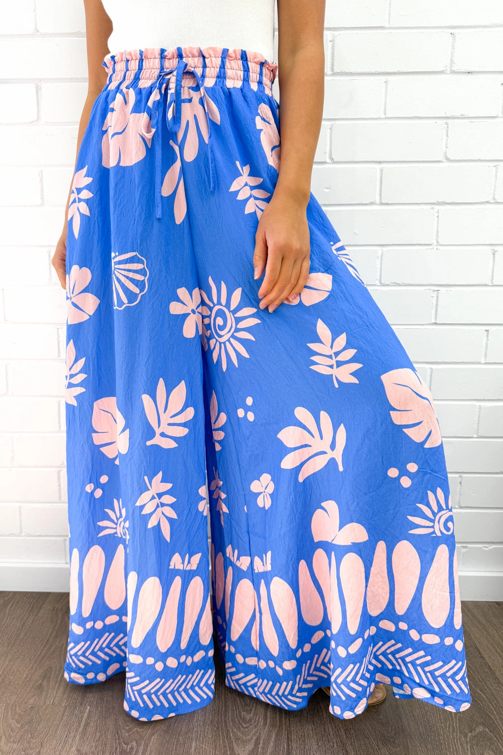 All Season Misha Pants - Blue Pink Print