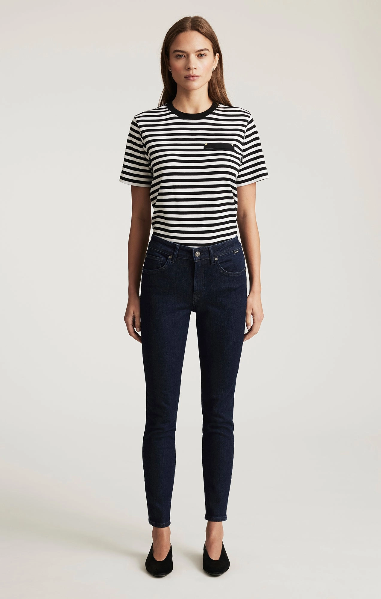 TESS SKINNY IN RINSE FLEX BLUE Shopping Day Street Fashion Textured Lightweight Denim Blend