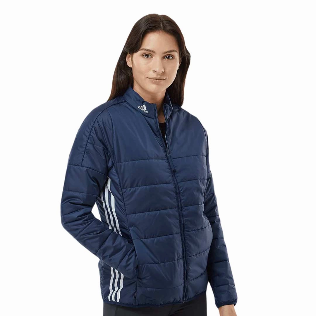 Noise Free Zipper Easy Care Material adidas - Women's 3-Stripes Puffer Jacket (HT0982)
