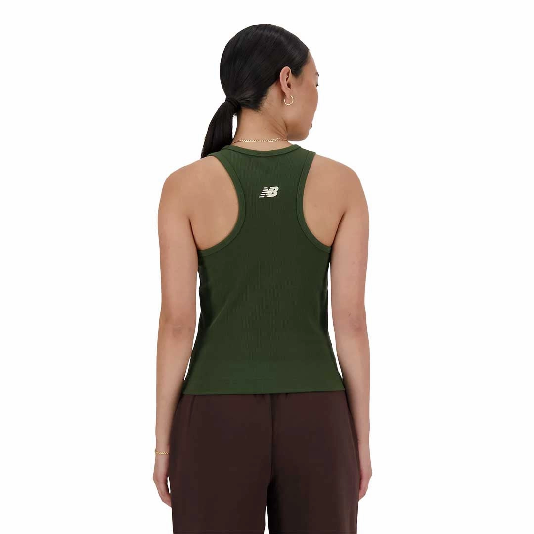 Transitional Weather Piece New Balance - Women's Linear Heritage Rib Knit Racer Tank Top (WT33536 KOU)