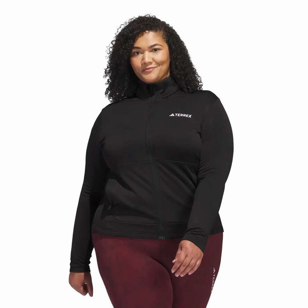 adidas - Women's Terrex Multi Light Fleece Full-Zip Jacket (Plus Size) (IB4167) Seamless Shoulder Design Stretch Paneling