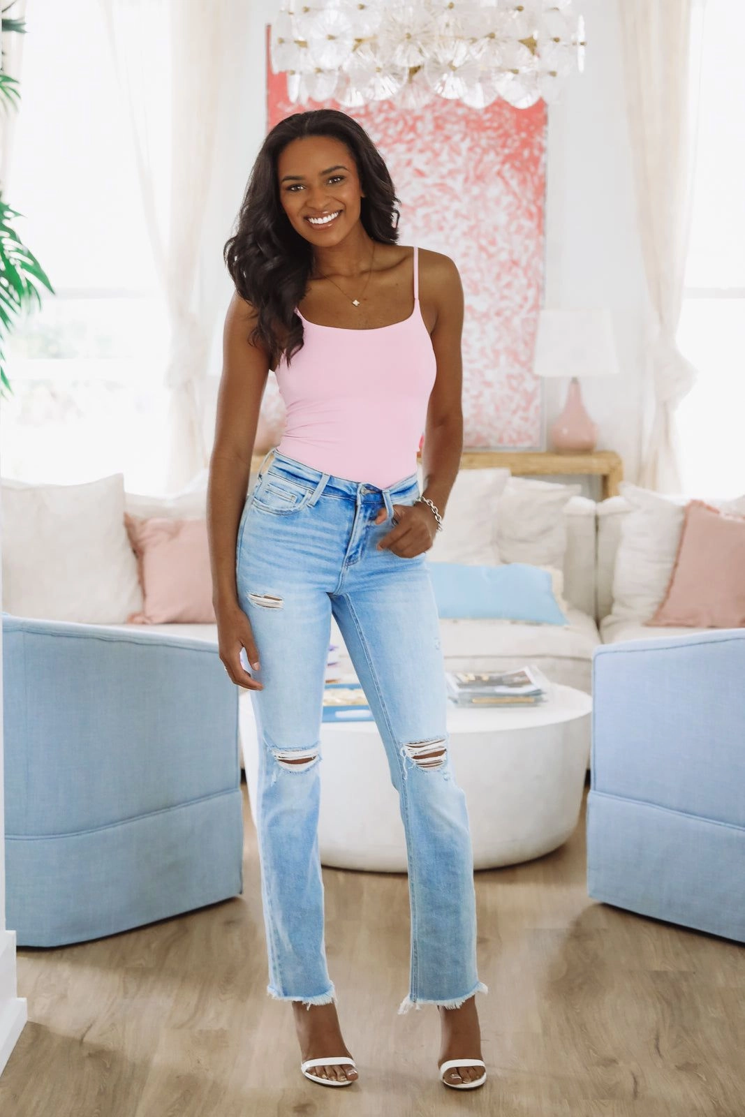 Snatched Tank Bodysuit - Lavender Circular Knit