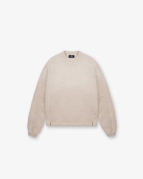 WrinkleResistant Yarn Stepped Hem Sweatshirt - Oat
