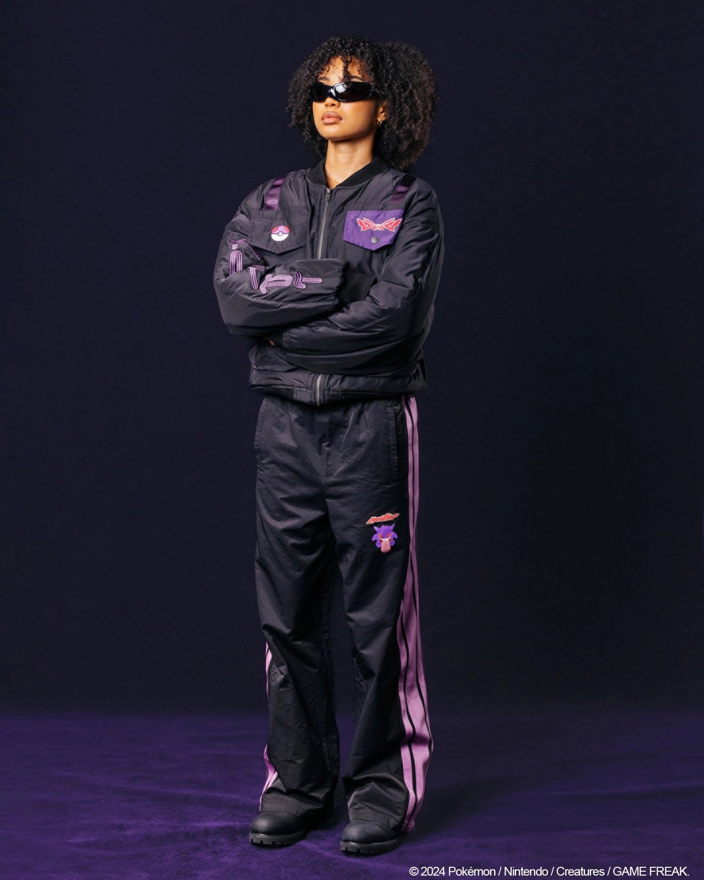 Soft touch finish Pok??mon By Loiter Master Ball Bomber Jacket Black