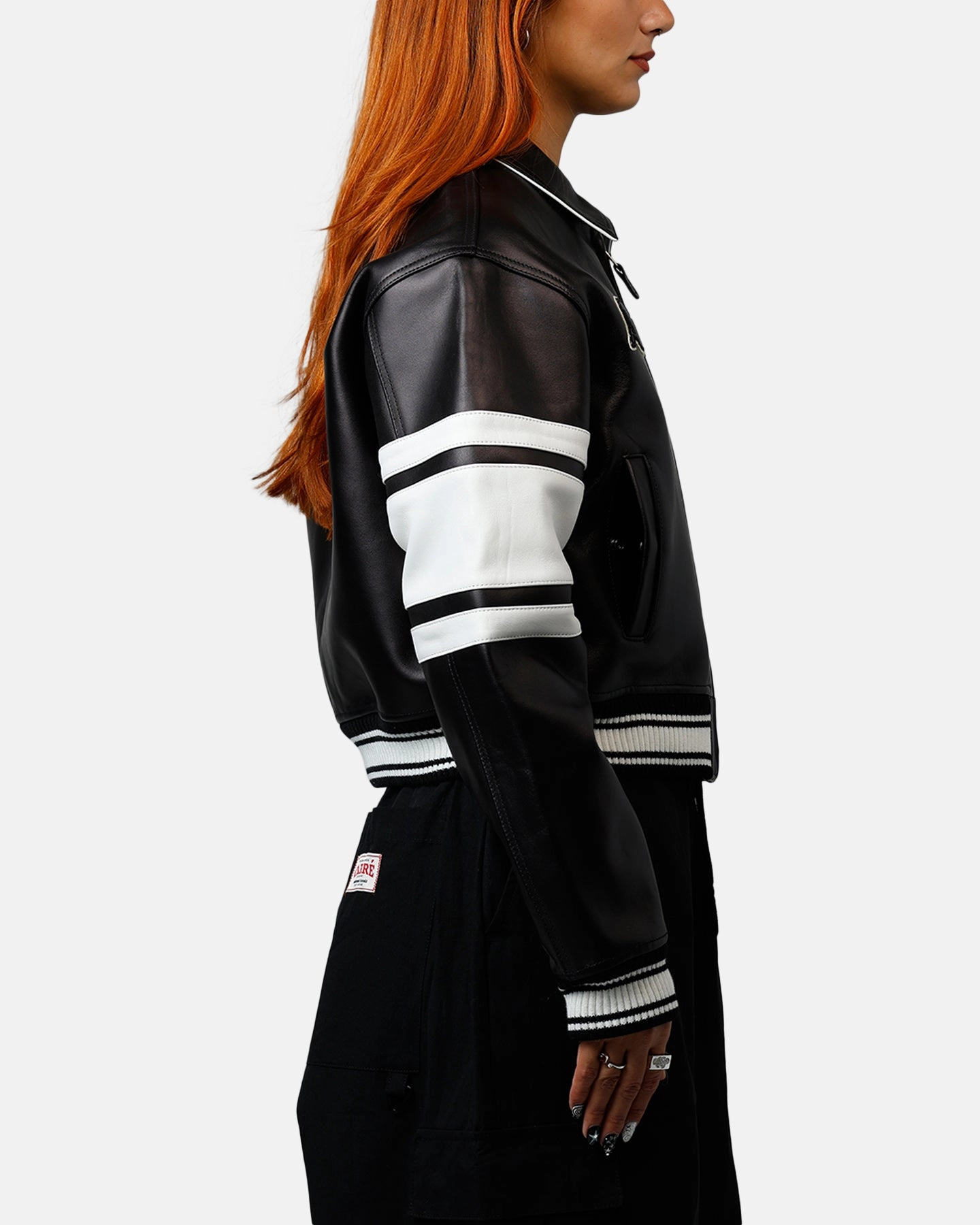 Embellished Trim Avirex Women's Cropped Legend Jacket Black