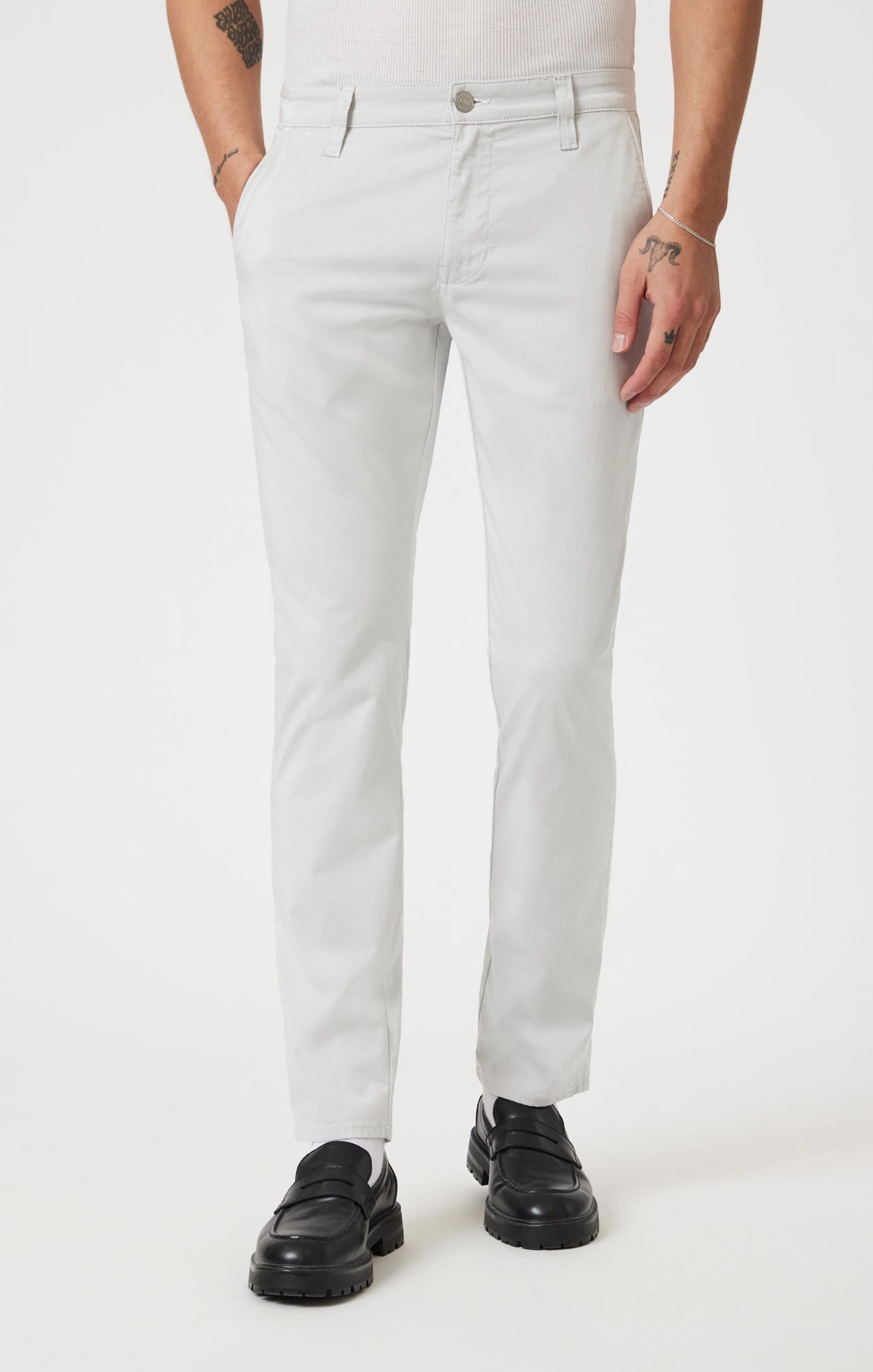 MILTON SLIM STRAIGHT CHINO PANTS IN STONE CITY SMART Casual Flex Elasticized Cuffs