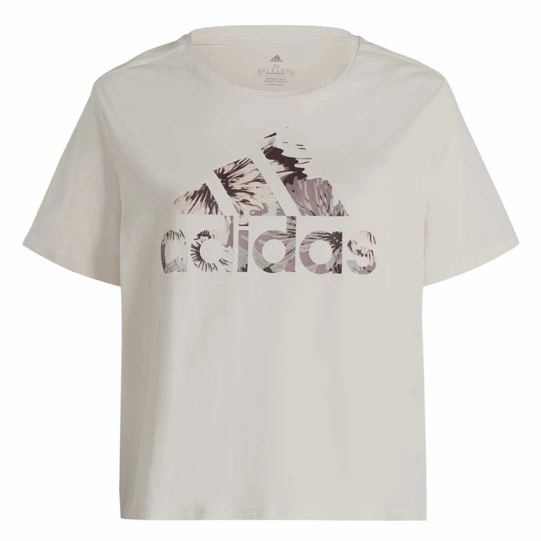adidas - Women's Allover Print Regular T-Shirt (Plus Size) (HN5281) Elastic Hem Adjustment Seamless Shoulder Construction