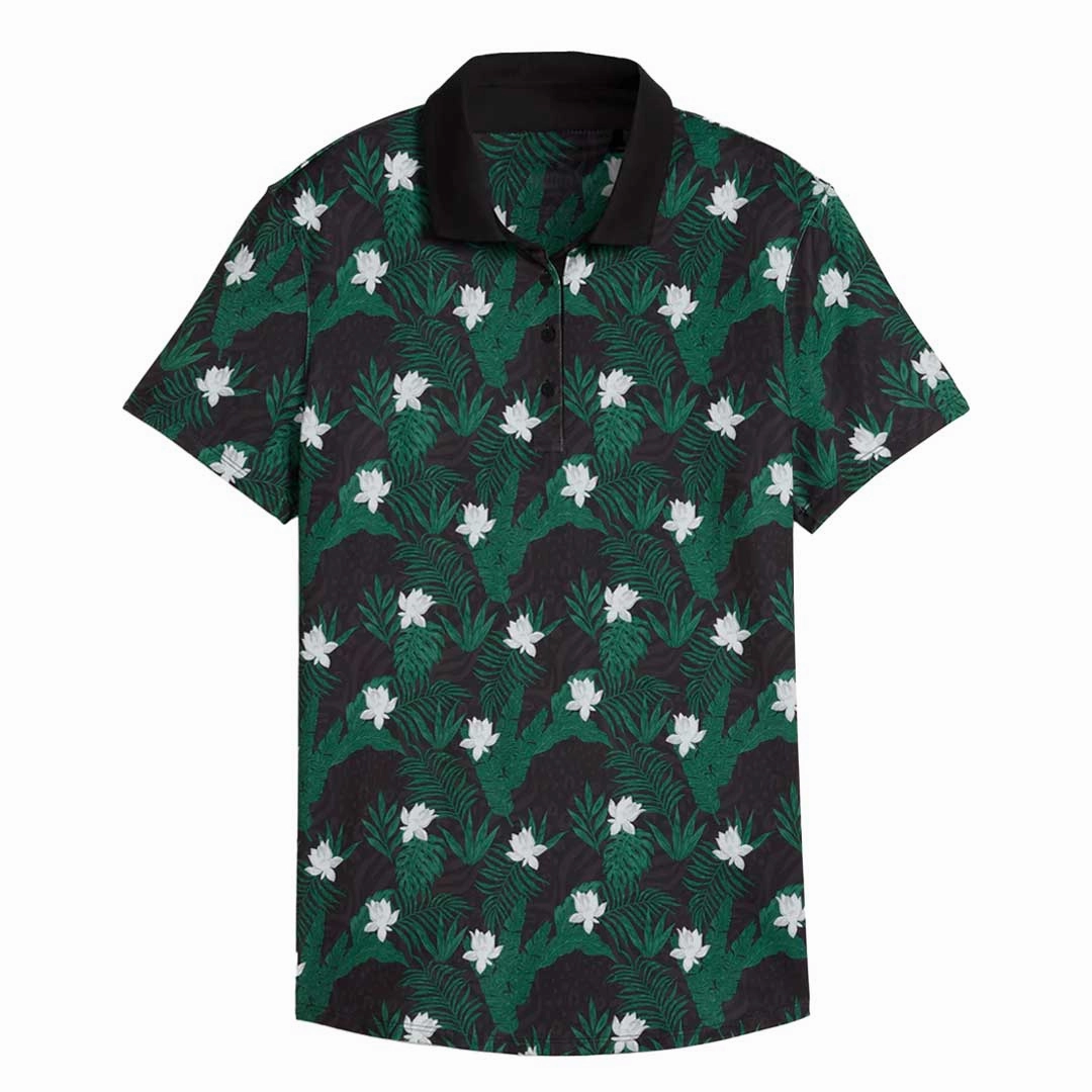 Puma - Women's MATTR Tropic Short Sleeve Golf Polo (623925 02) Abrasion Resistant Finish Smooth Zipper Glides