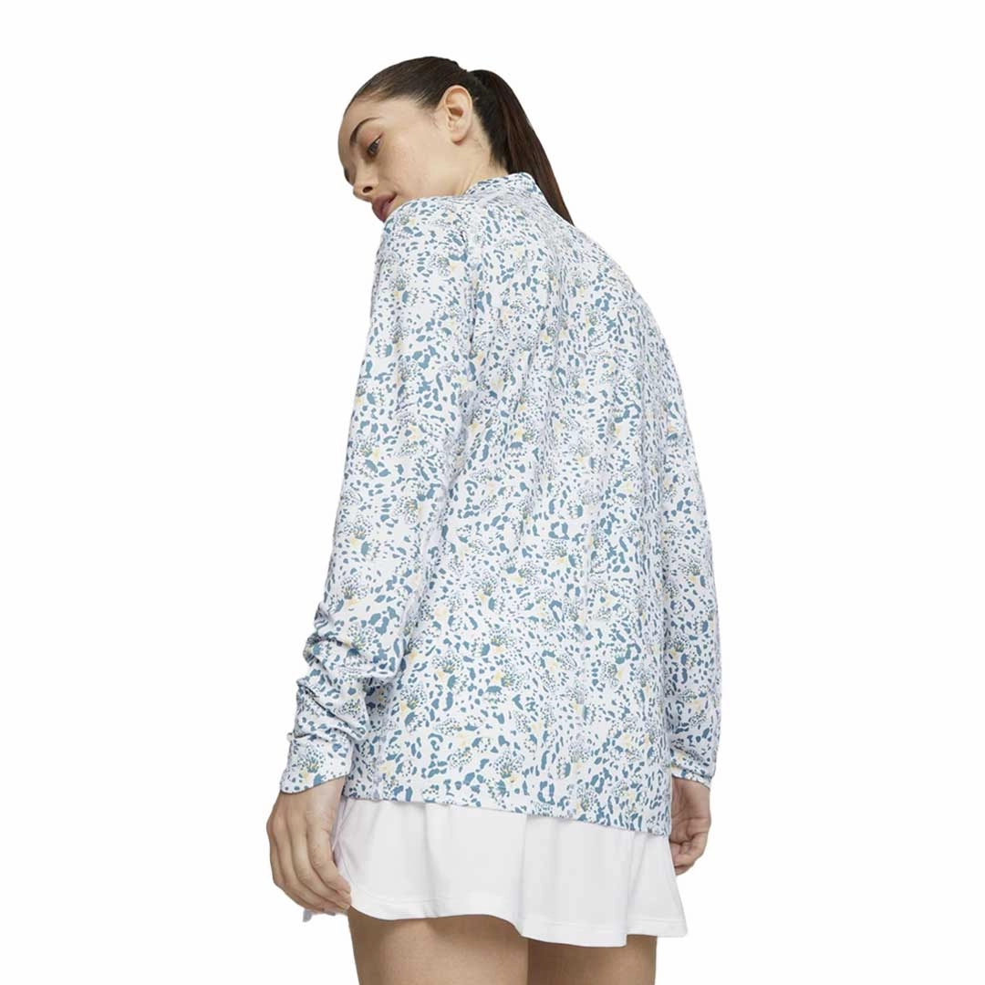 Puma - Women's You-V Mariposa Quarter-Zip Golf Sweater (622792 02) Plaid Print Recycled Material Blend