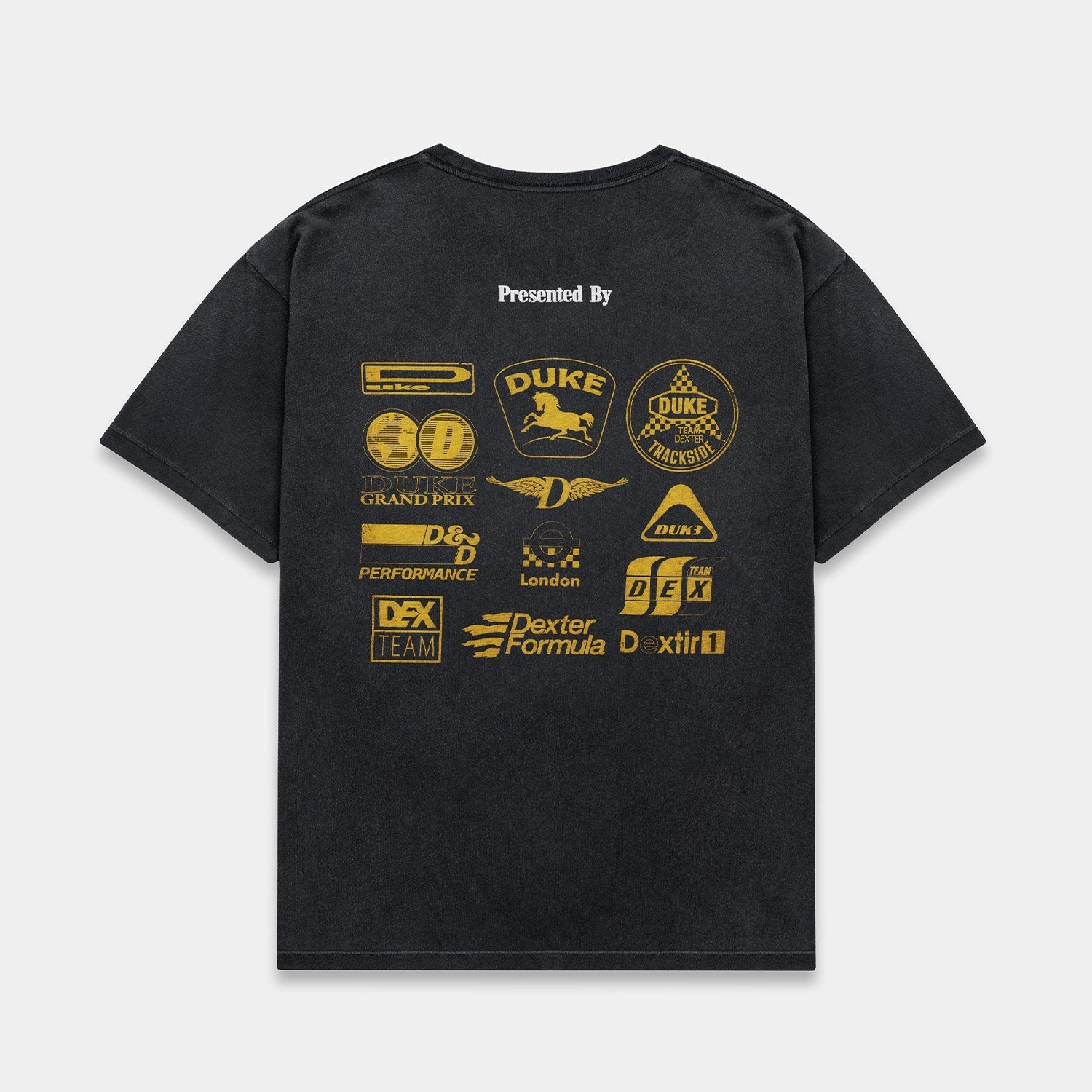 Light and Comfortable Animal Print DR3 Sponsors Washed Black   Yellow T-Shirt