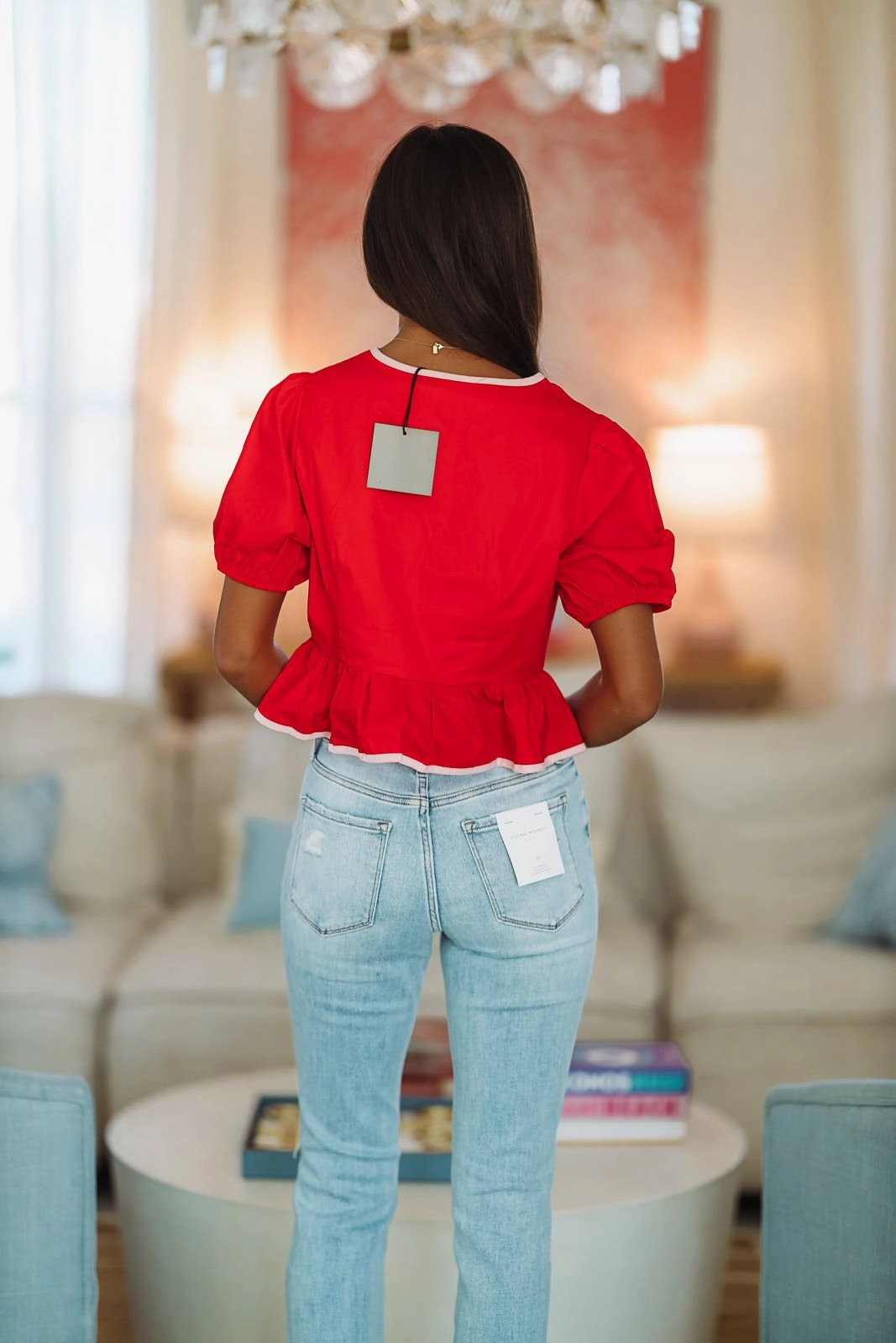 My Type Top - Red (FINAL SALE) Adjustable Hem Cuff Non Iron Fabric