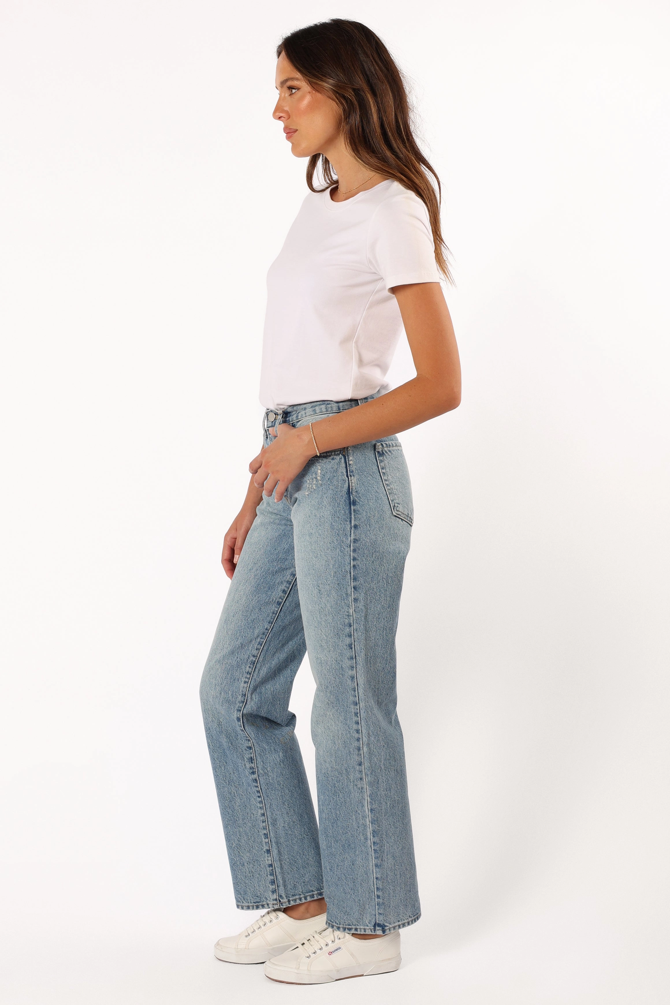 Street Essential Modern Straight Leg Nathan High Rise Relaxed Straight Jean - Medium Denim
