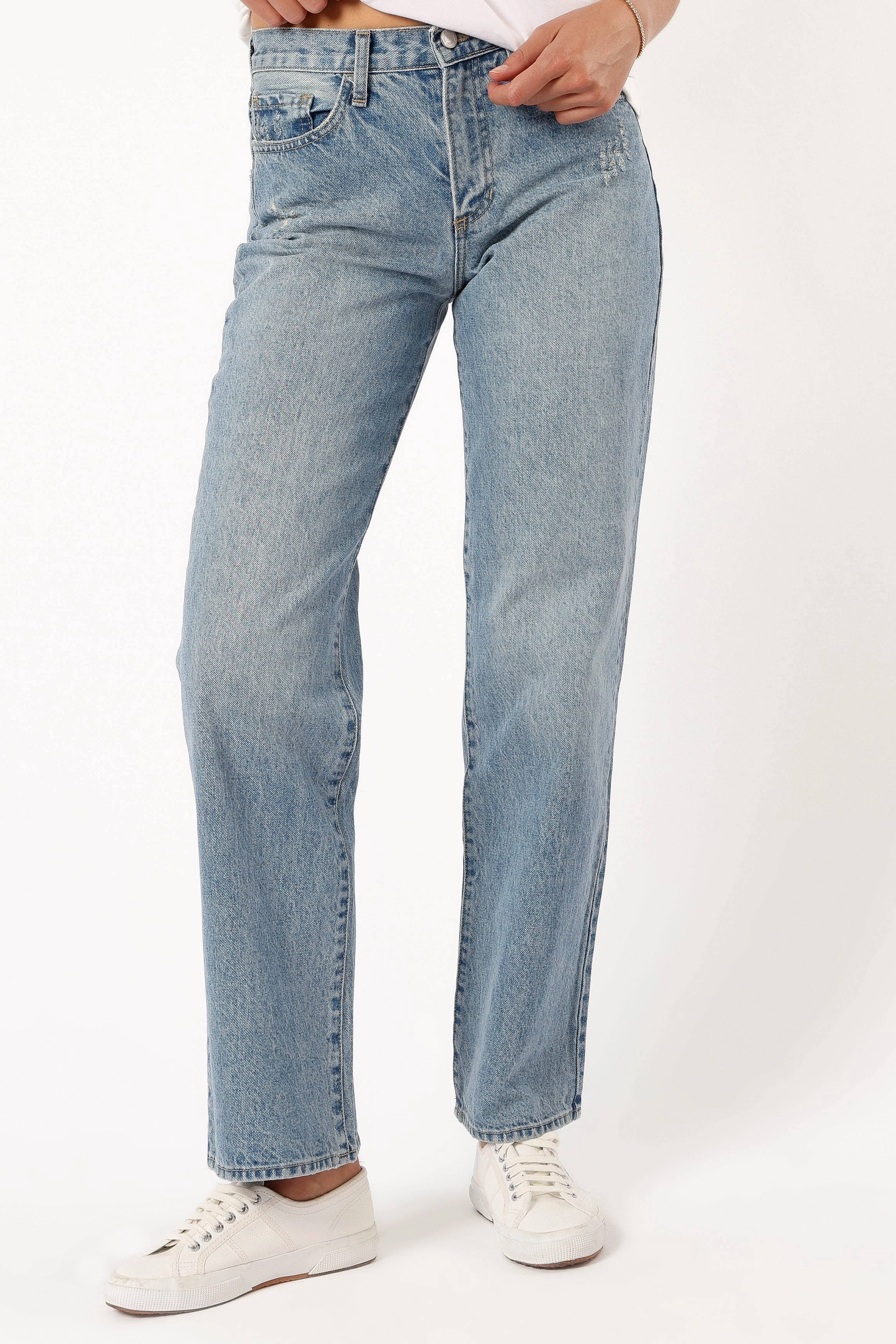 Universal Fit Sizing Nathan High Rise Relaxed Straight Jean - Medium Denim