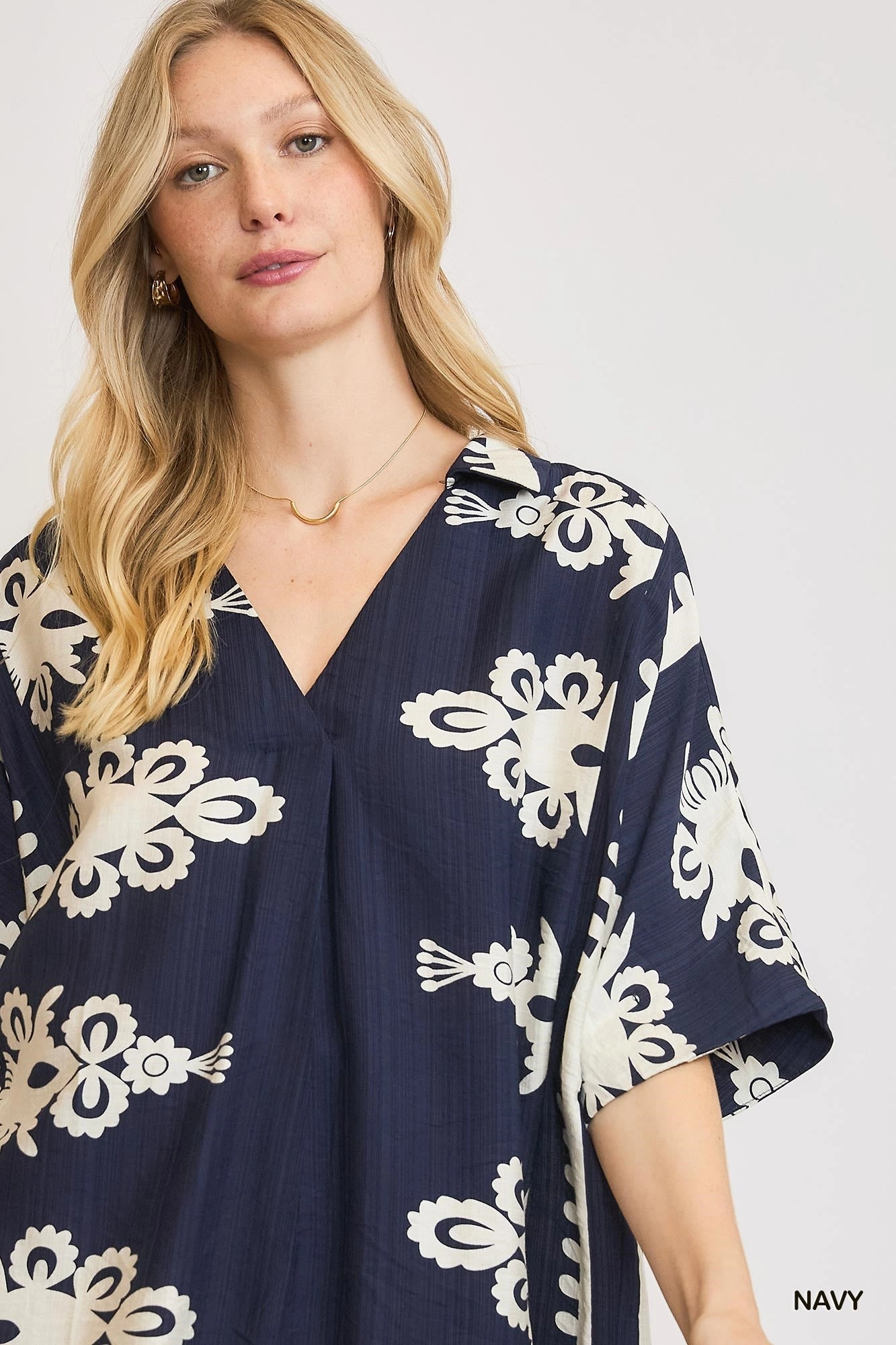 Navy & cream Oversized Top Durable Binding FourWayStretchFabric