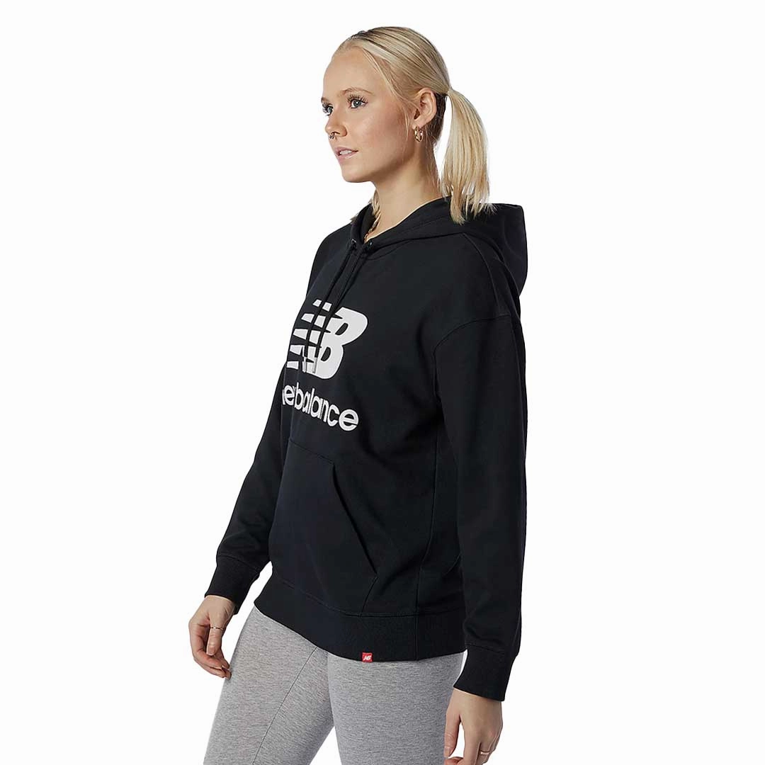 Cozy Design New Balance - Women's Essentials Stacked Logo Oversized Pullover Hoodie (WT03547 BK)