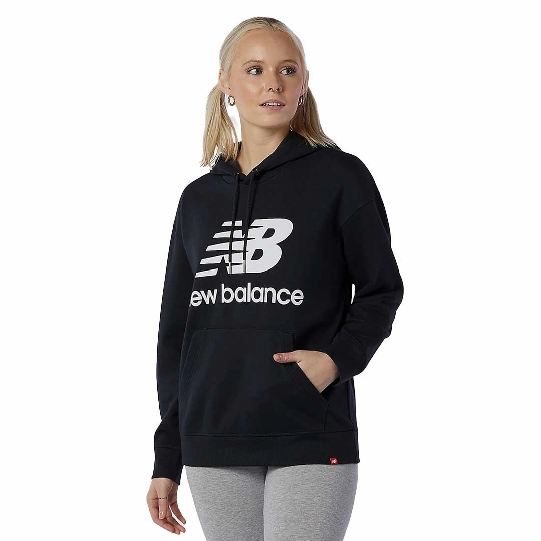 Airflow Ventilation System New Balance - Women's Essentials Stacked Logo Oversized Pullover Hoodie (WT03547 BK)
