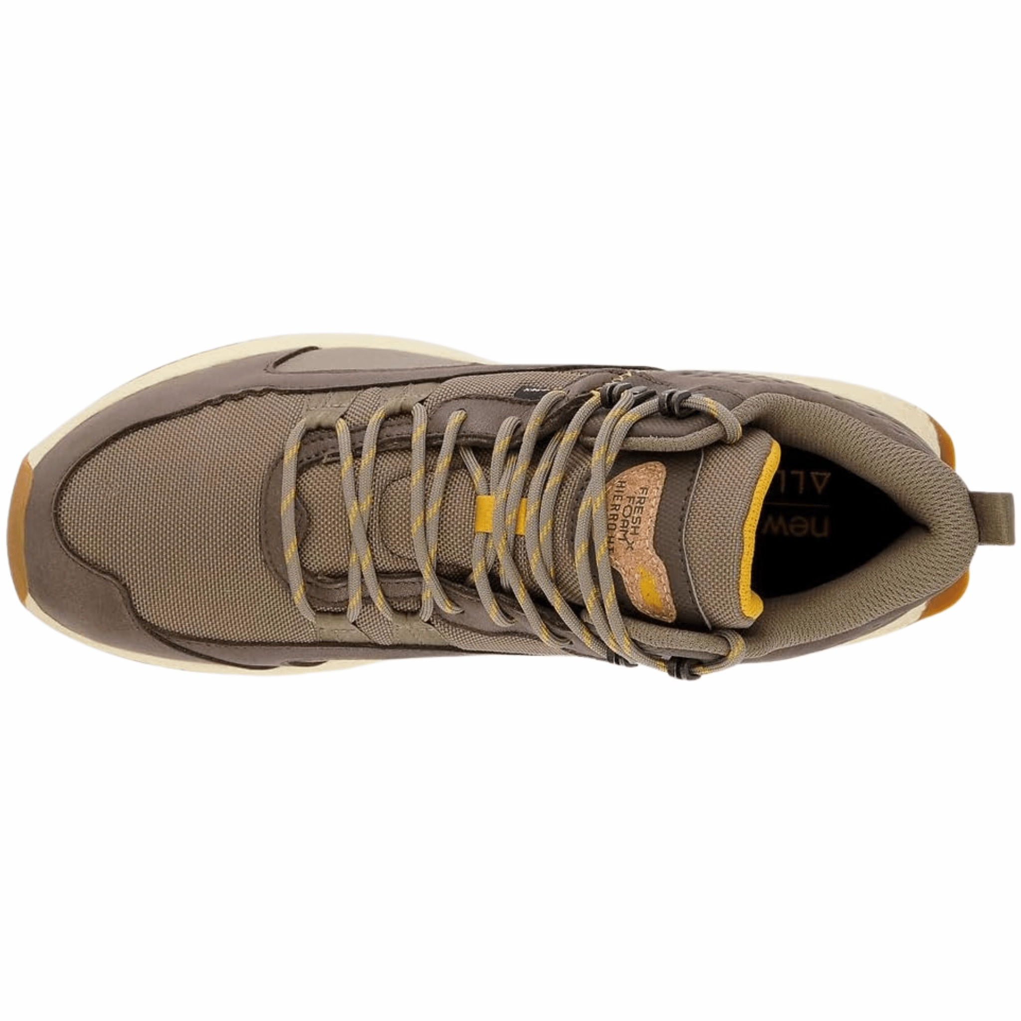 High Traction Snow Trekker Shock Absorbing Morning Walk New Balance Men's Fresh Foam X Hierro Mid GTX Hikers - Wren/Bungee/Golden Hour