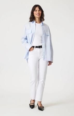 Morning Stroll Music Event Office Wear Everyday Loose NEW YORK STRAIGHT LEG IN WHITE FLEX BLUE