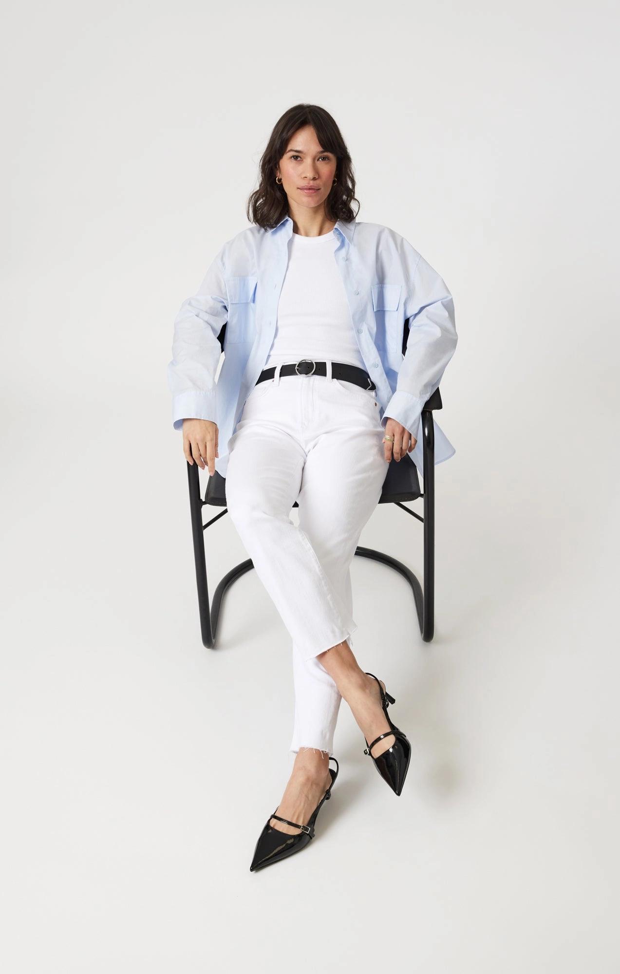 Urban Explorer Evening Stroll Casual Friday Minimalist Eco Friendly NEW YORK STRAIGHT LEG IN WHITE FLEX BLUE