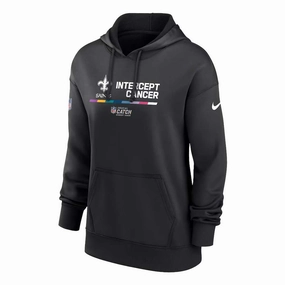 Nike - Women's New Orleans Saints Crucial Catch Therma Performance Hoodie (NS56 00A ZUM 8UQ) High Collar Structure Modular Attachment Loops