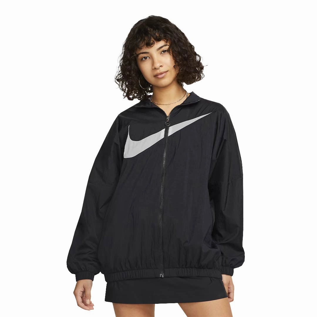 Glow In Dark Trims Windproof Inner Layer Nike - Women's NSW Essential Woven Jacket (DX5864 010)