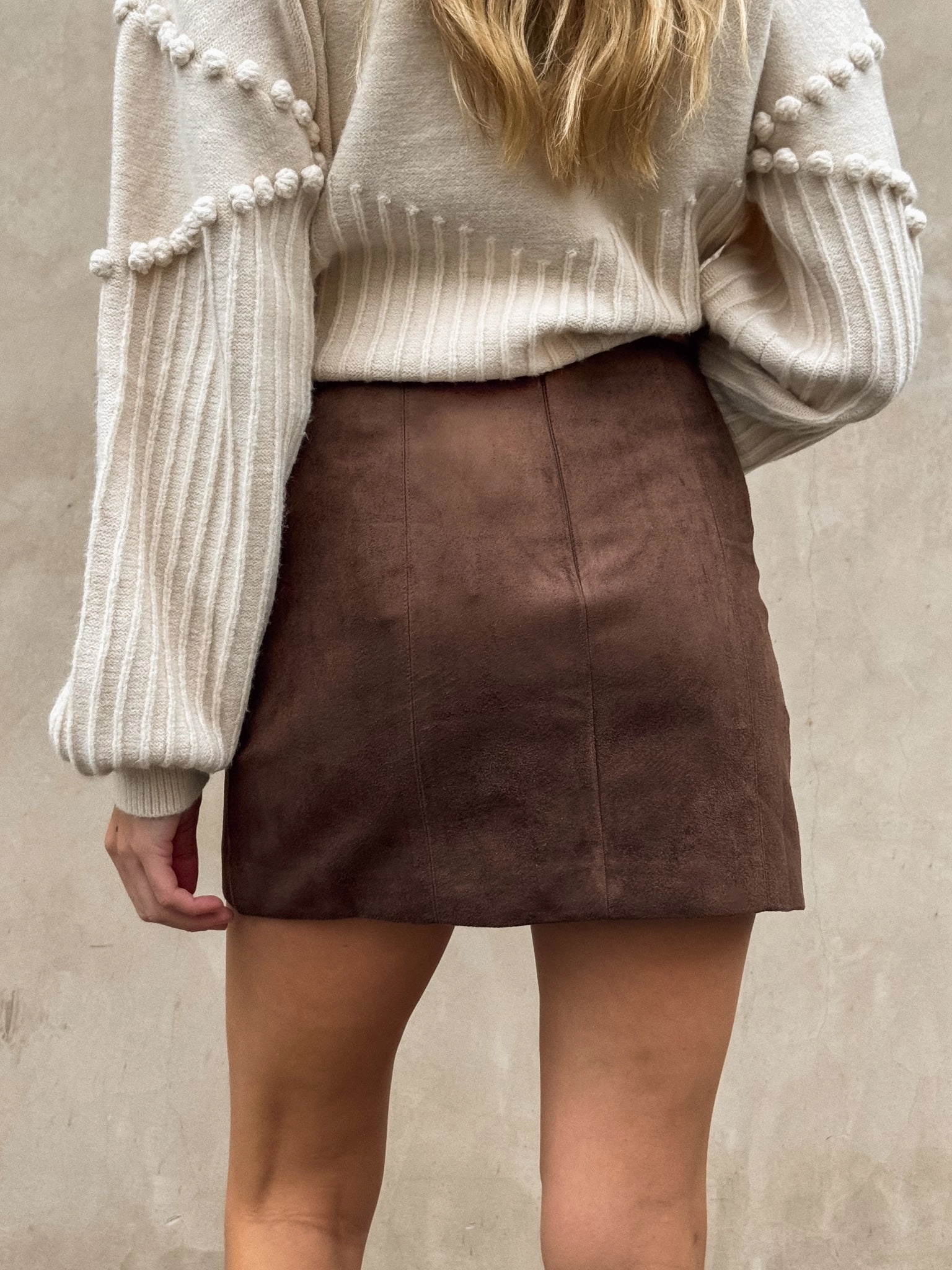 No Chafe Salem Vegan Suede Mini Skirt Functional Layers