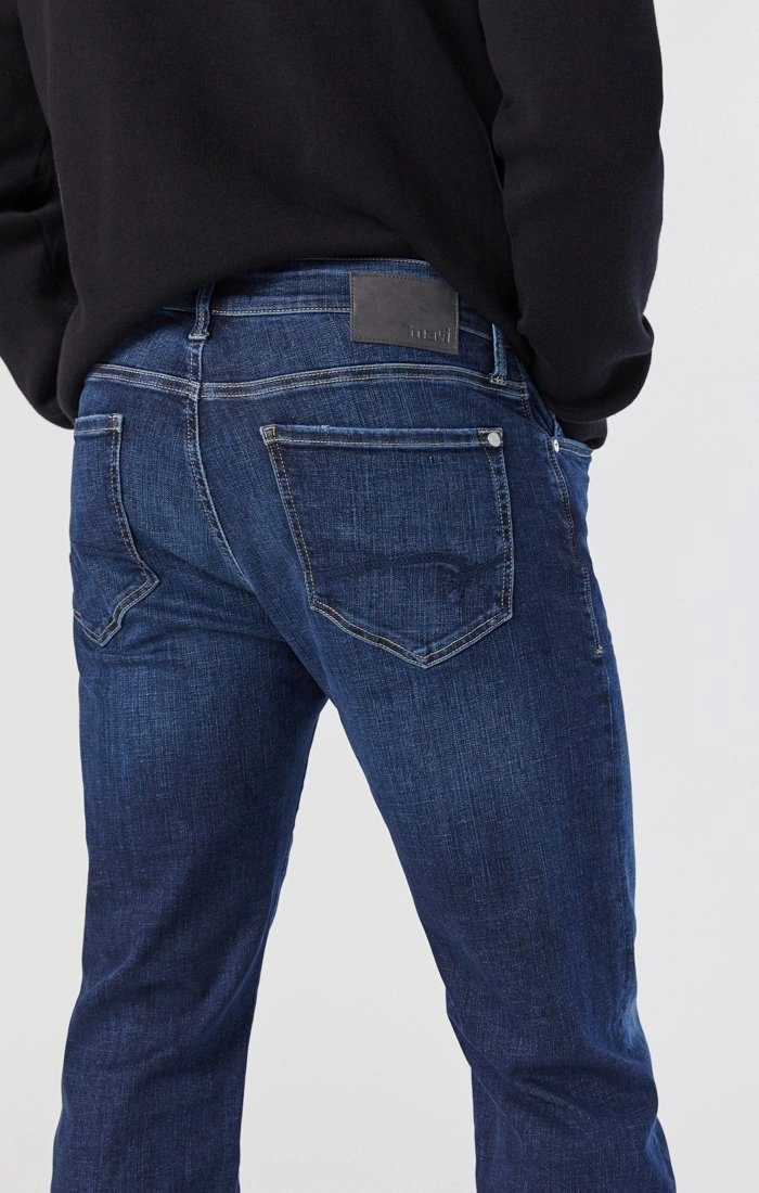 MARCUS SLIM STRAIGHT LEG JEANS IN DEEP ORGANIC MOVE Everyday Loose Music Event Sharp Finish