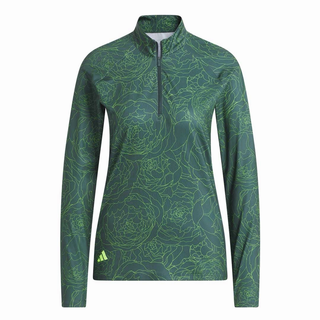 adidas - Women's Printed Long Sleeve 1/4 Zip Sweater (IB2083) Stain Proof Micro Perforated Panels