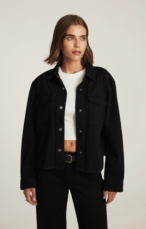 TIA DENIM SHIRT IN BLACK MOVE Beach Day Modern