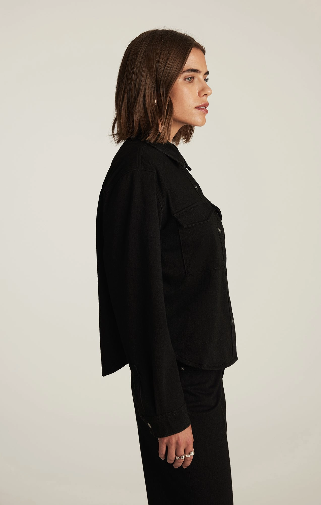 TIA DENIM SHIRT IN BLACK MOVE Lightweight Choice Body Fit Ready