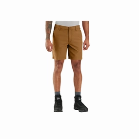 Carhartt Men's Rugged Flex Relaxed Fit Canvas Work Short - Carhartt Brown Double Layered Hem ribbed texture