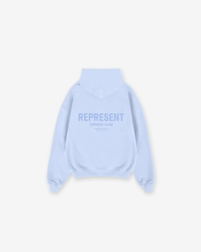 Represent Owners Club Hoodie - Vista Blue Seamless Side Construction Rugged Texture