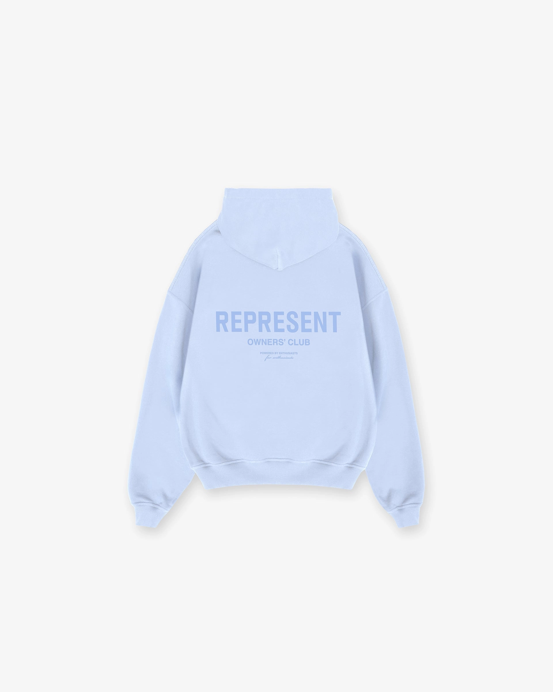 Represent Owners Club Hoodie - Vista Blue Seamless Side Construction Rugged Texture