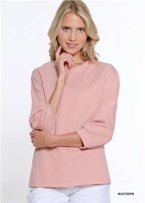 Blush Pink Quilted Top & Pant Lounge Set by Multiples MoistureWicking Fabric