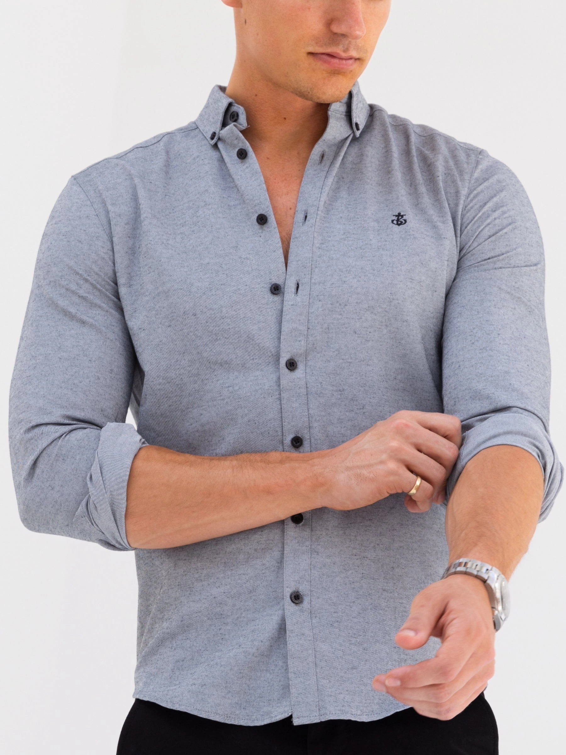Dallas Long Sleeve Shirt - Grey Performance Fabric