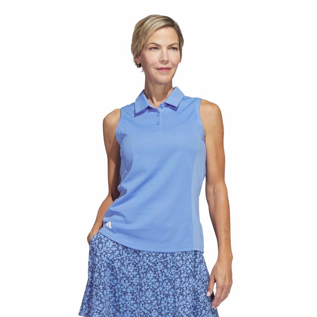 adidas - Women's Textured Sleeveless Golf Polo (HT1257) Magnetic Fastenings