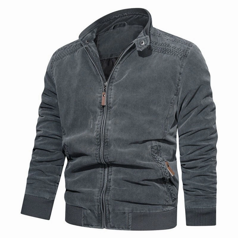 West Louis? Mens Spring Casual Fleece Tactical Bomber Jacket Seamless Knit Cuffs