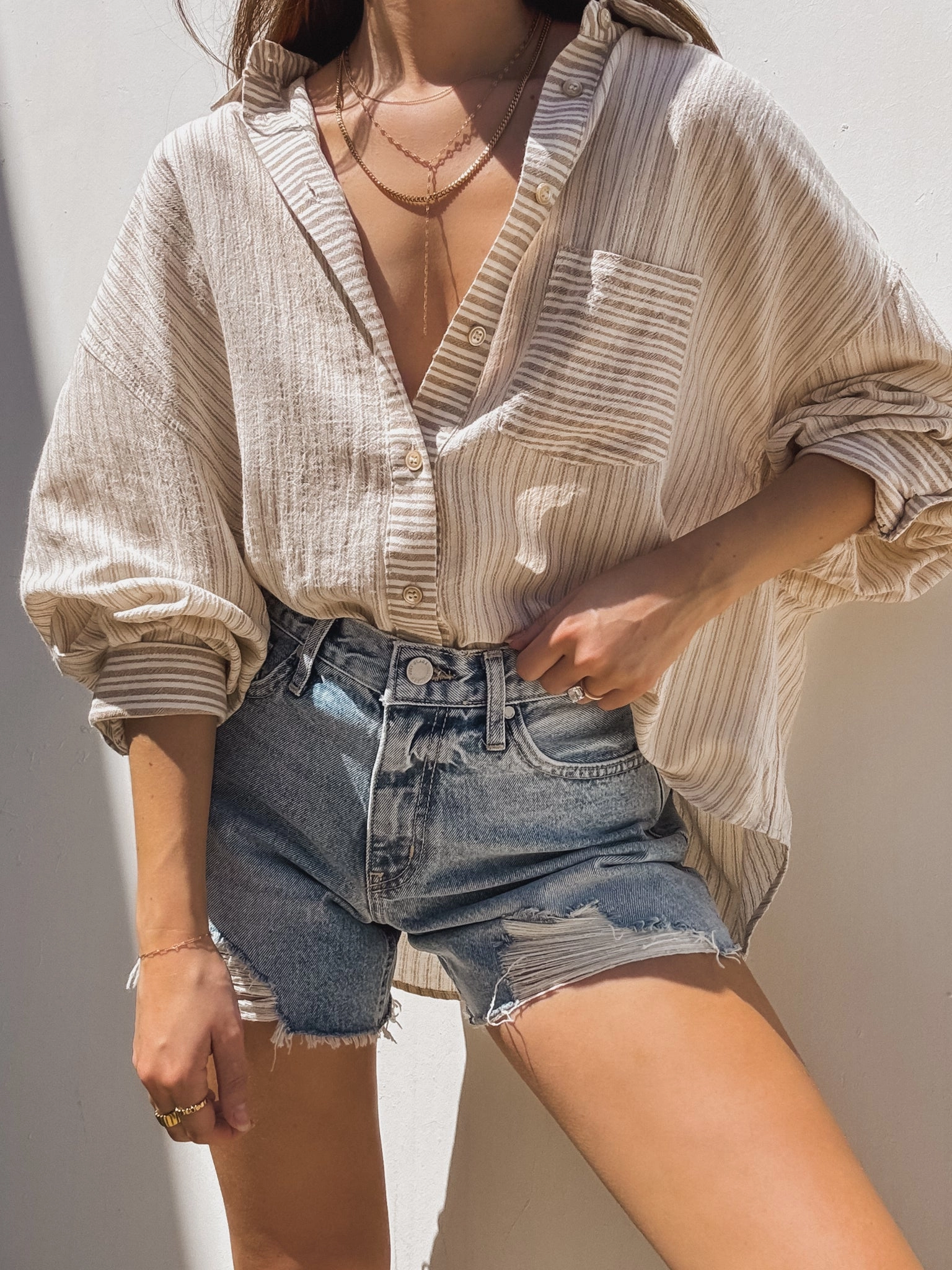 relaxed shape Flex Fit Design NoRideUp Silicone Grips Micah Distressed Denim Shorts