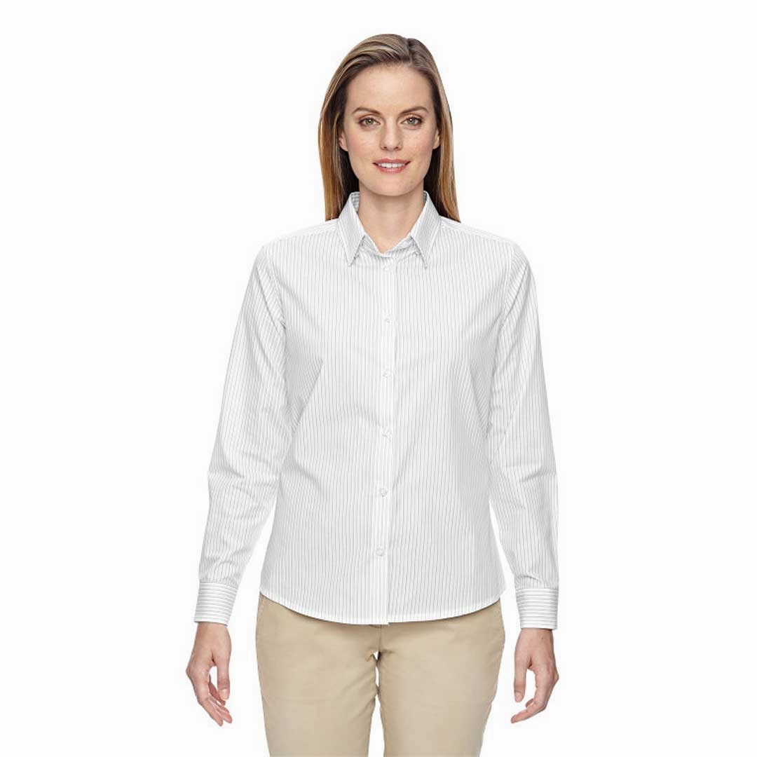 North End - Women's Align Wrinkle Resistant Cotton Striped Shirt (77044 701) Practical Design