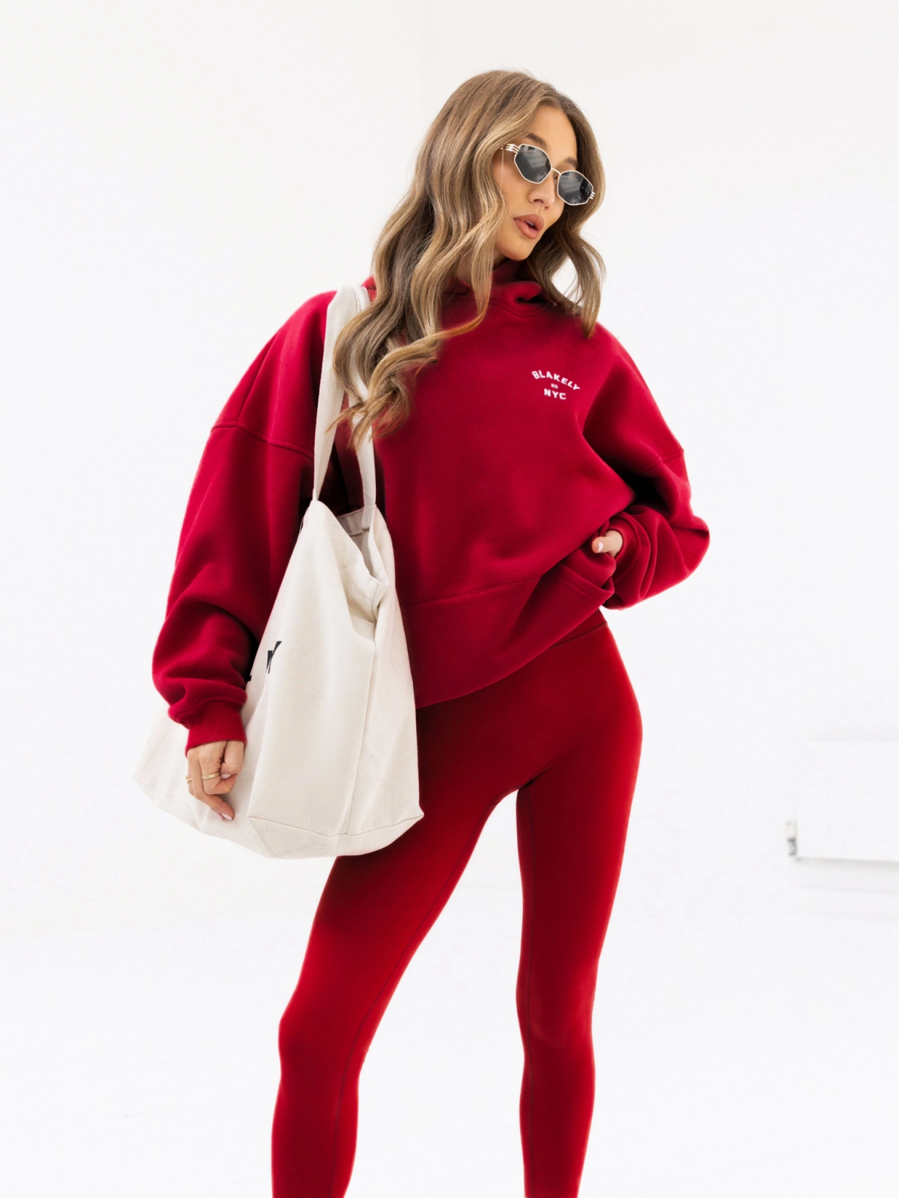 Quick Dry Performance NYC Oversized Hoodie - Cherry Red