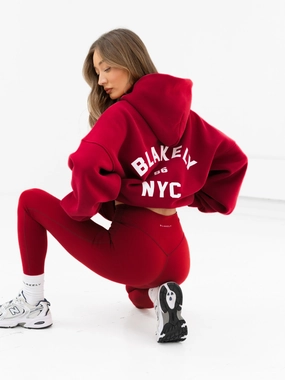 NYC Oversized Hoodie - Cherry Red Breathable Design Fit Hanukkah wear