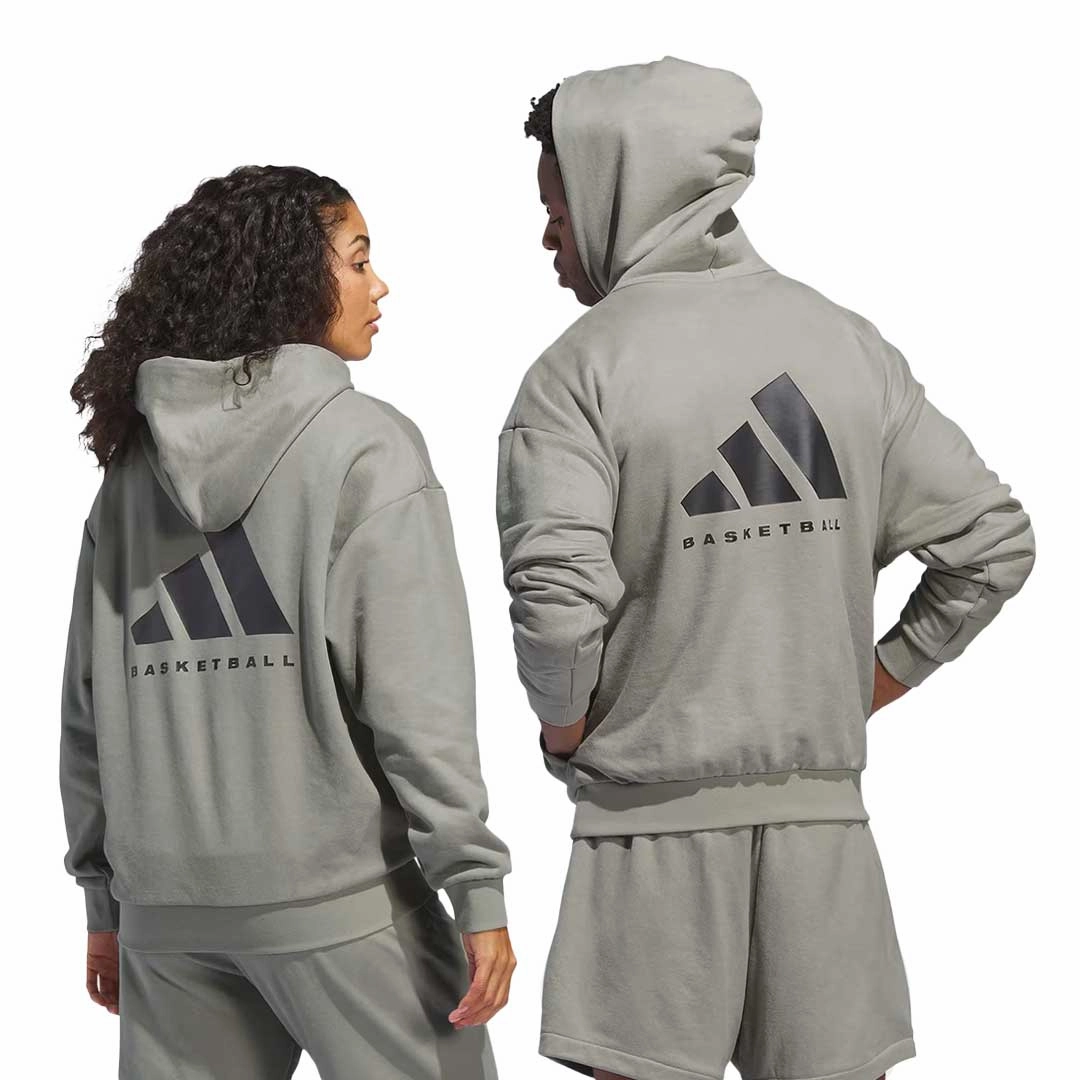 adidas - Unisex Basketball Sueded Hoodie (IN7707) Full Zip Closure Stretch Fit
