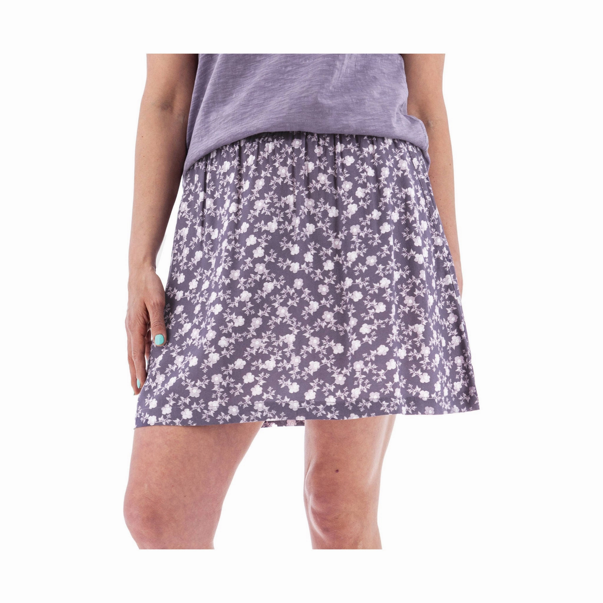 Washable fabric Casual Wear Old Ranch Women's Fleur Pull On Print Skirt - Purple Sage
